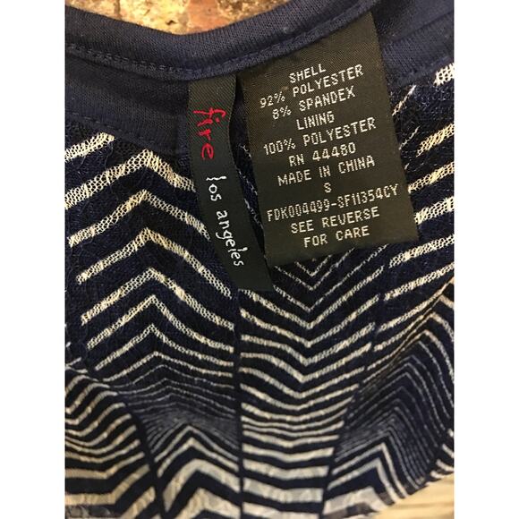 Fire Los Angeles Maxi Dress Size Small Navy Blue and Gray Chevron Sleeveless - Picture 4 of 5